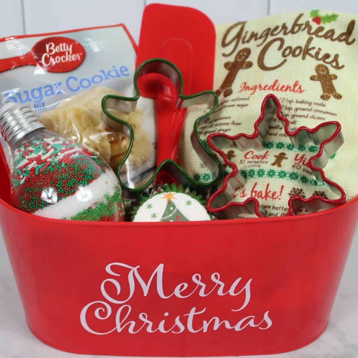 Christmas Baking Themed Gift Basket From The Dollar Tree